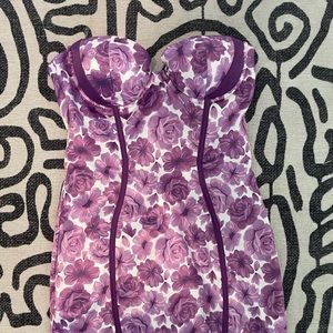 Oh Polly strapless floral dress